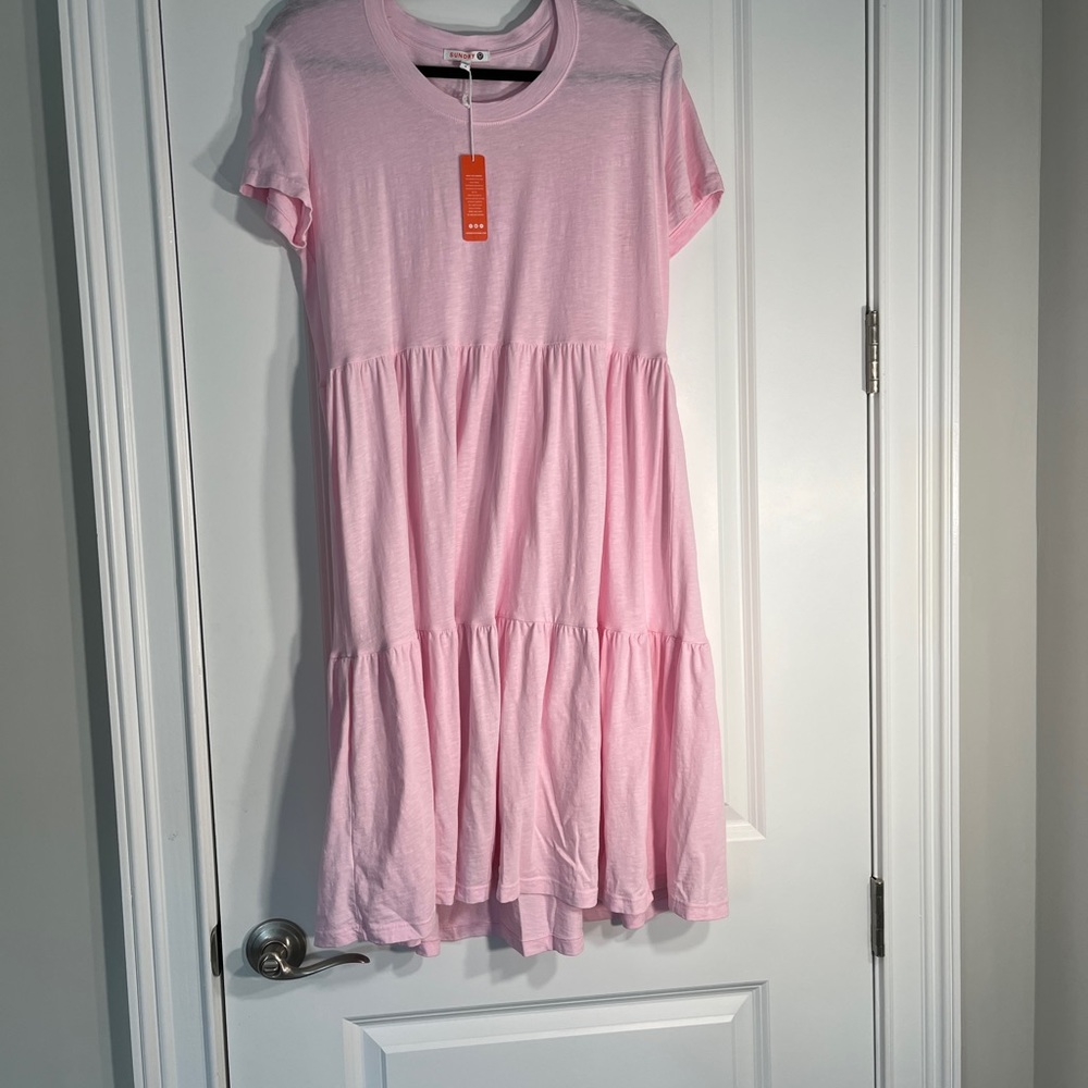 SUNDRY light pink tiered t-shirt midi dress NWT